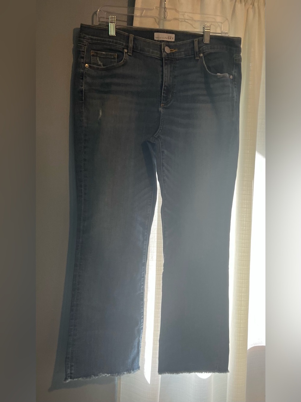 LOFT Women's Dark Blue Cropped Flare Jeans